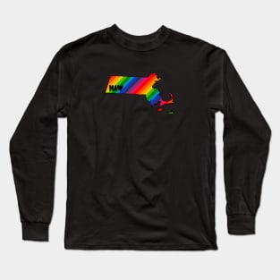 USA States: Massachusetts (rainbow) Long Sleeve T-Shirt